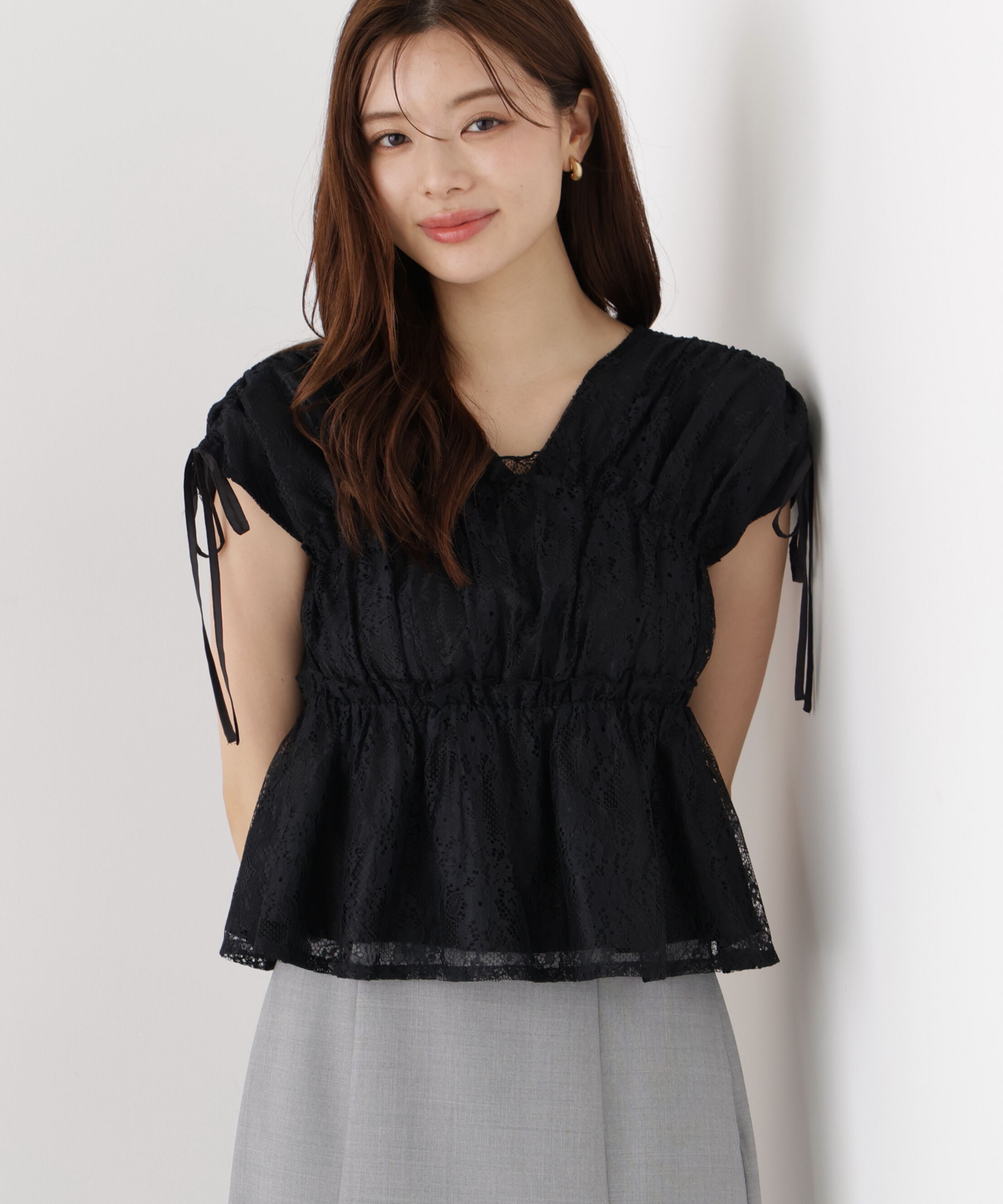 PROPORTION BODY DRESSING「レースギャザーブラウス」|シャツ・ブラウス|