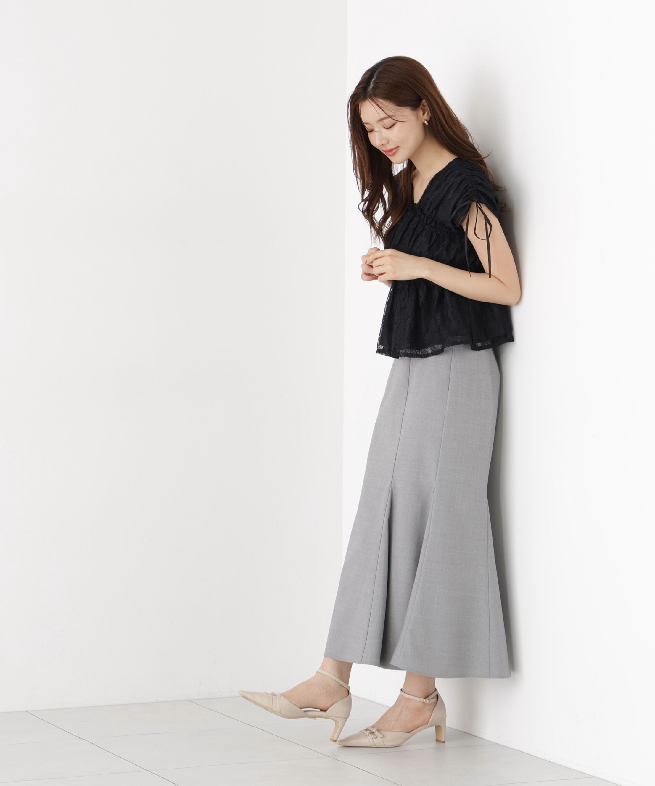 PROPORTION BODY DRESSING「レースギャザーブラウス」|シャツ・ブラウス|