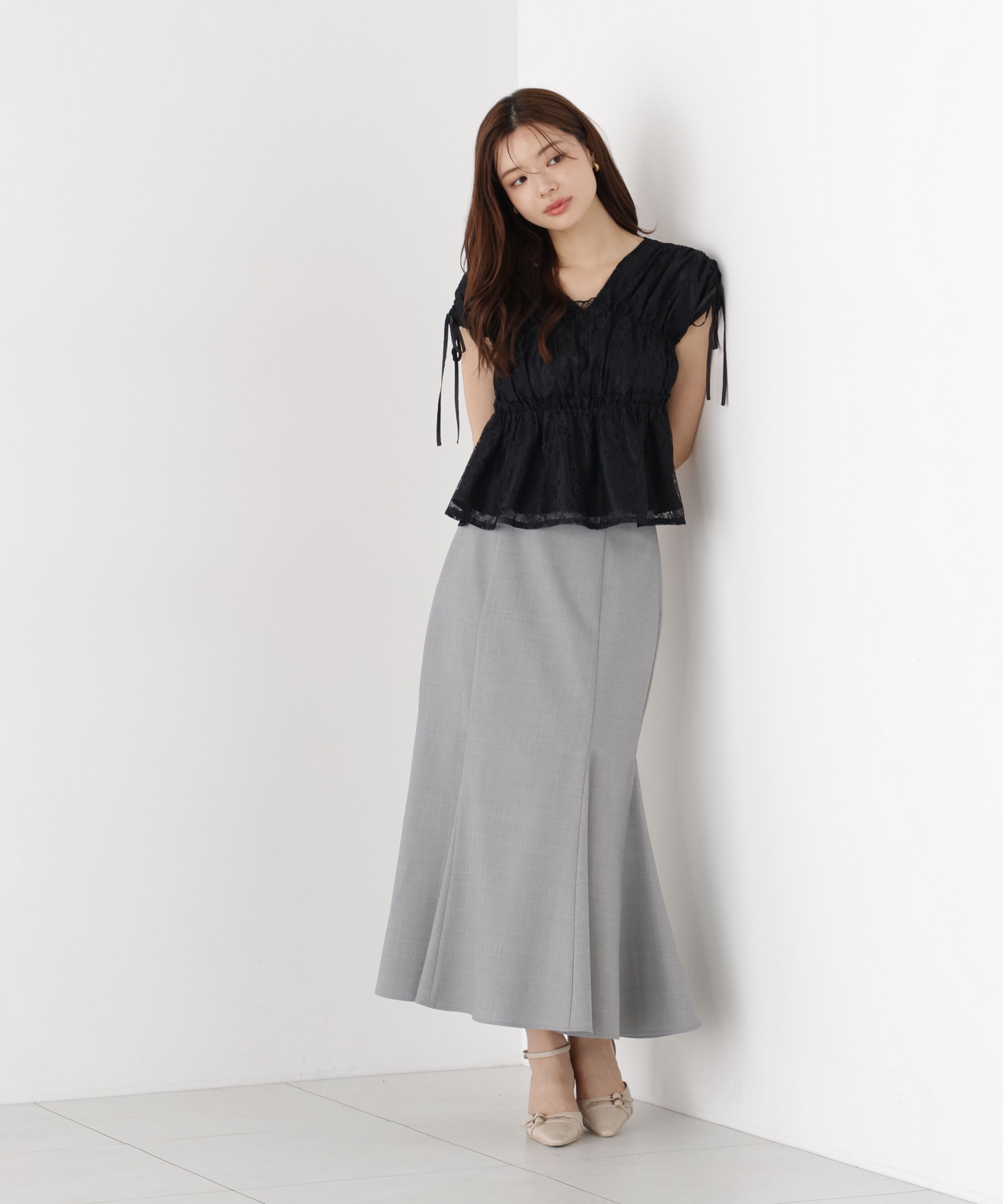 PROPORTION BODY DRESSING「レースギャザーブラウス」|シャツ・ブラウス|