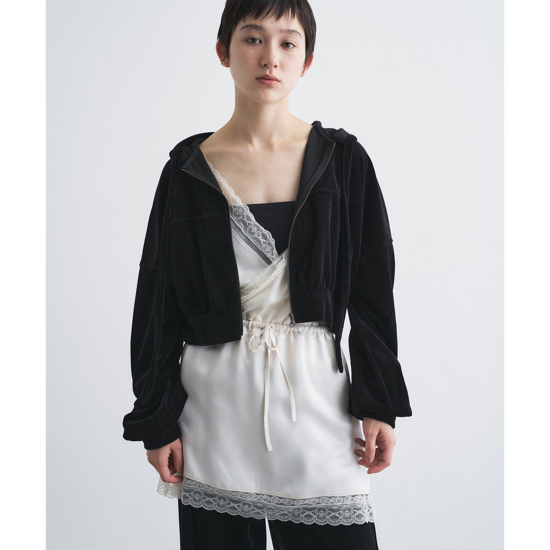 CODE A「velour cropped hoodie」|パーカー|