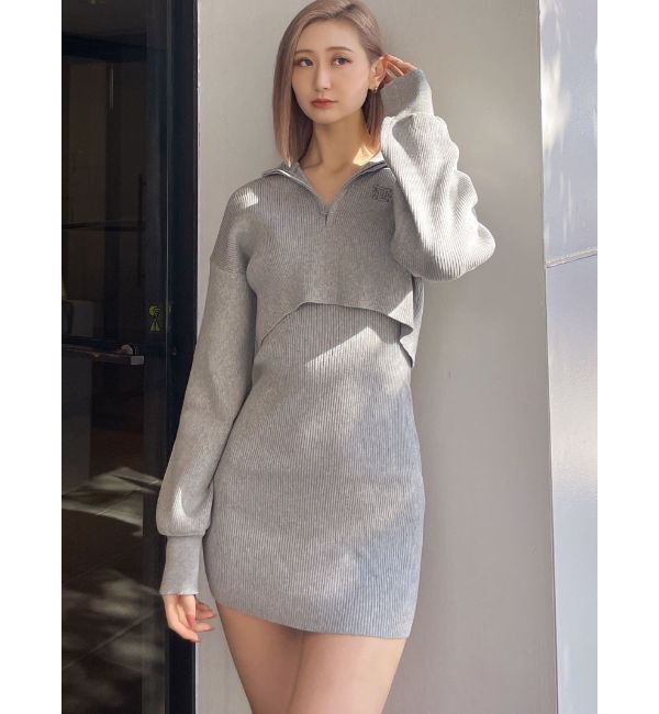 GYDA「GYGY two pieceレイヤードリブニットワンピース」|ワンピース|