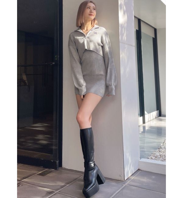 GYDA「GYGY two pieceレイヤードリブニットワンピース」|ワンピース|