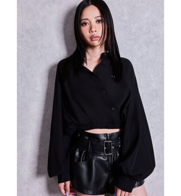 GYDA「GYDAプレートカシュクールショートブラウス」|シャツ・ブラウス|
