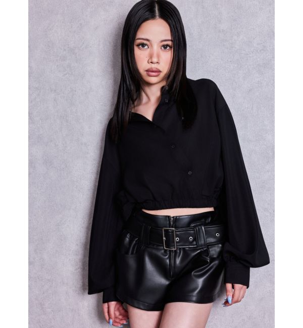 GYDA「GYDAプレートカシュクールショートブラウス」|シャツ・ブラウス|