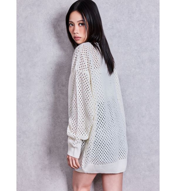 GYDA「Valdy empire embroideryメッシュニットトップス」|ニット・セーター|