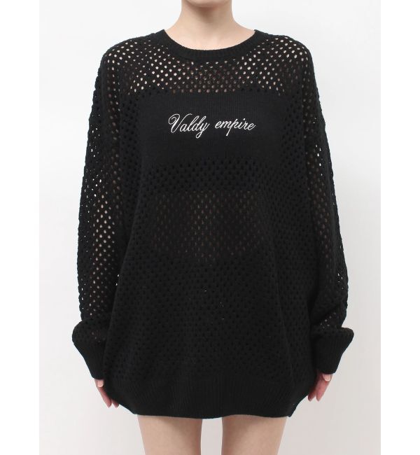 GYDA「Valdy empire embroideryメッシュニットトップス」|ニット・セーター|