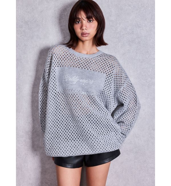 GYDA「Valdy empire embroideryメッシュニットトップス」|ニット・セーター|