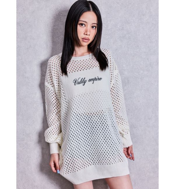 GYDA「Valdy empire embroideryメッシュニットトップス」|ニット・セーター|