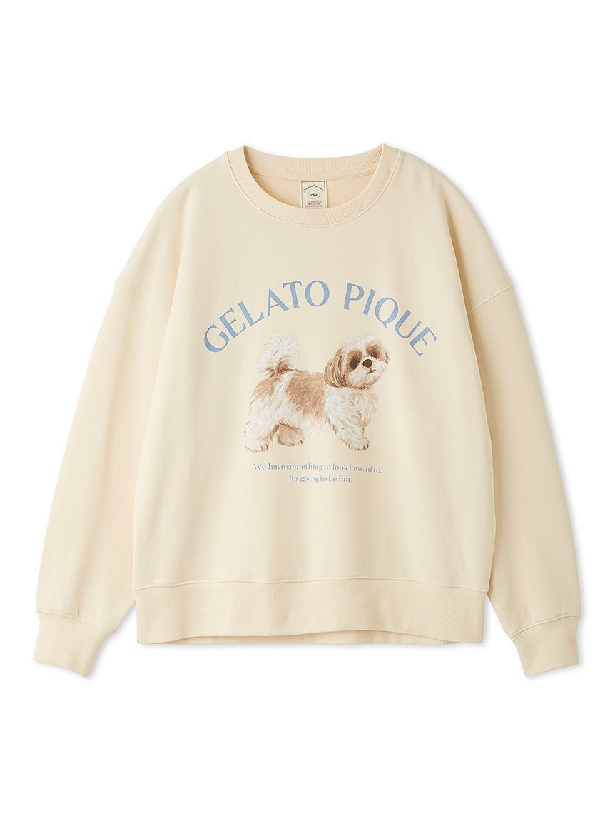 gelato pique「【ラッピング済み】【UVカット】お散歩ドッグワンポイント裏毛プルオーバー&総柄ロングパンツSET」|ルームウェア|