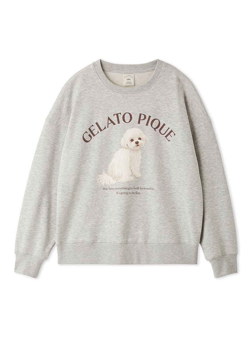 gelato pique「【ラッピング済み】【UVカット】お散歩ドッグワンポイント裏毛プルオーバー&総柄ロングパンツSET」|ルームウェア|