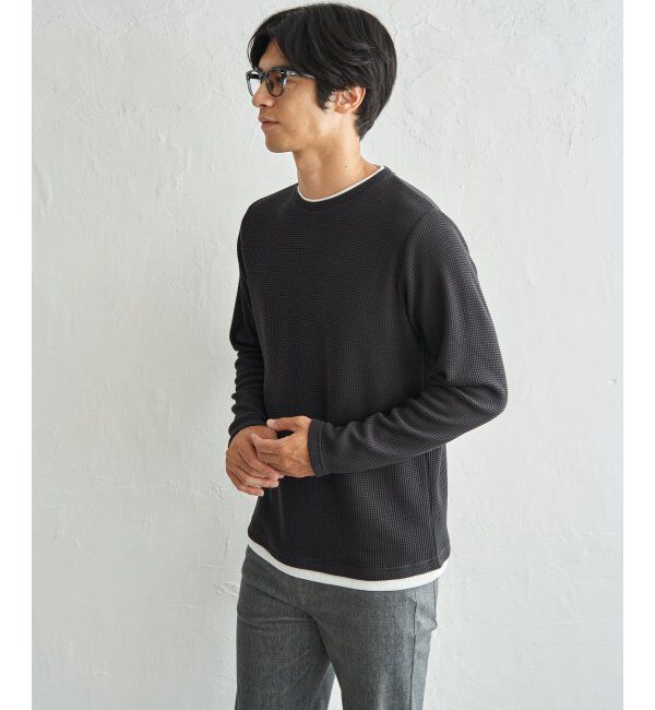 ikka「ドライワッフルフェイクロンT」|Tシャツ・カットソー|