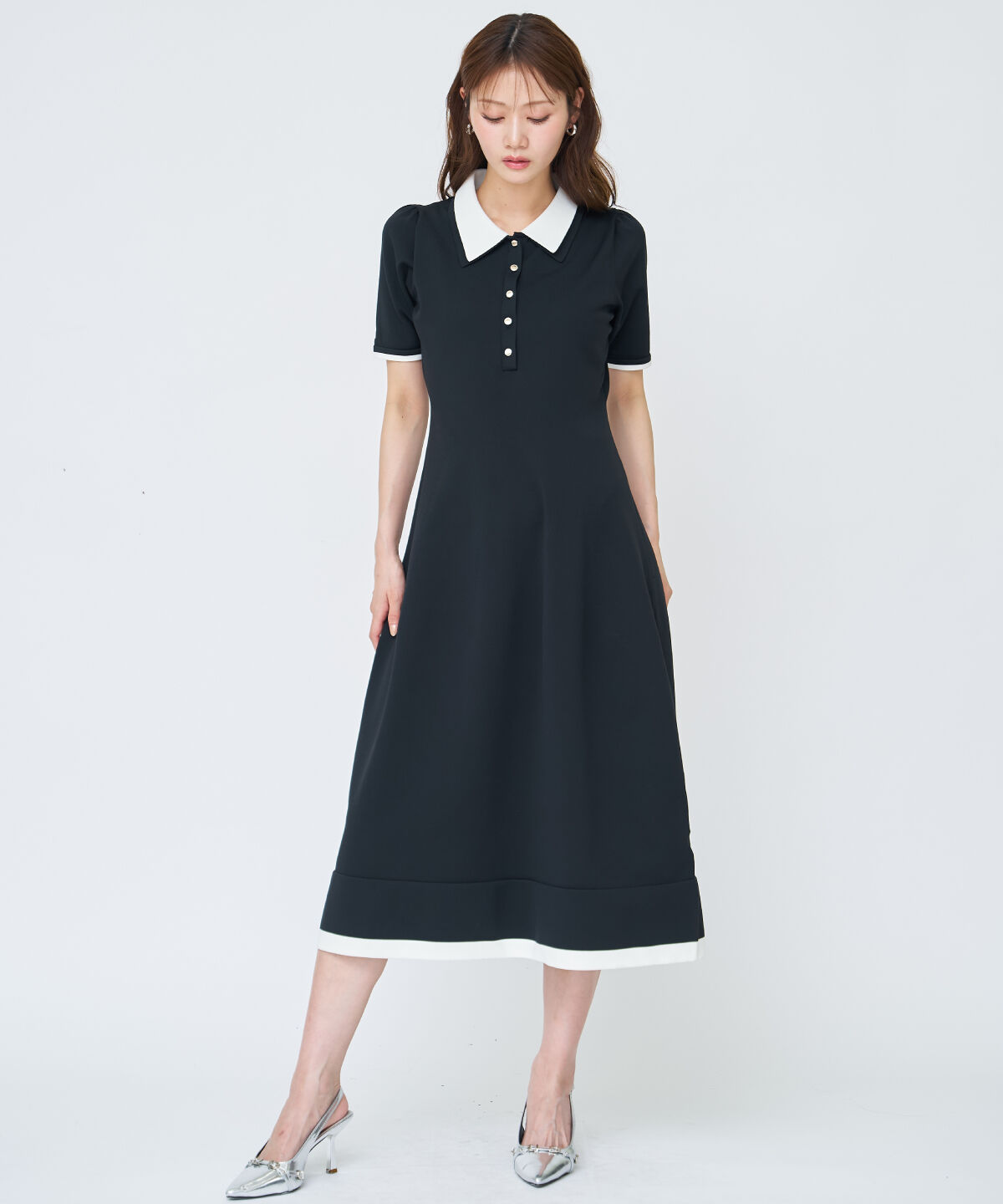 アンドクチュール「ポロニットワンピース」|ワンピース|ブラック