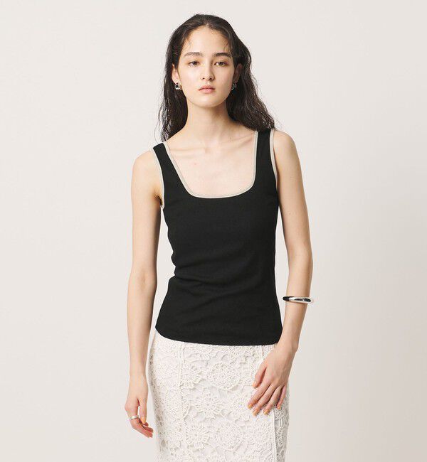 UNITED ARROWS「＜GOOD PEOPLE GOOD STITCHING GOOD PRODUCT＞トリム リブ スクエアネック タンクトップ」|タンクトップ|BLACK