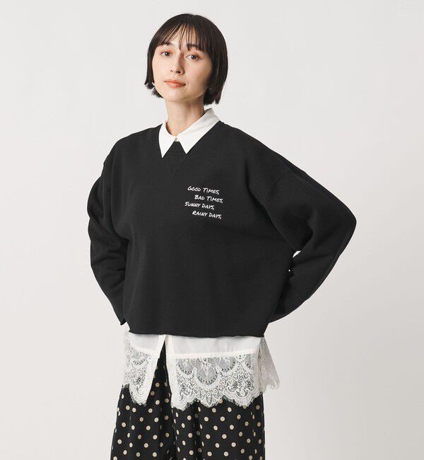 UNITED ARROWS「＜SACRA＞エンブロイダリー スウェット」|スウェット・ジャージ|BLACK