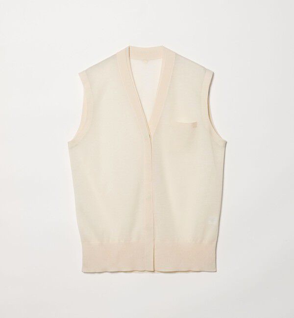 conte「＜conte＞シアー Vネック ロングニットベスト」|ニット・セーター|WHITE