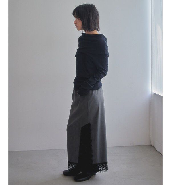 EMMEL REFINES「＜EMMEL REFINES＞EM レースストライプ Iライン スカート」|スカート|
