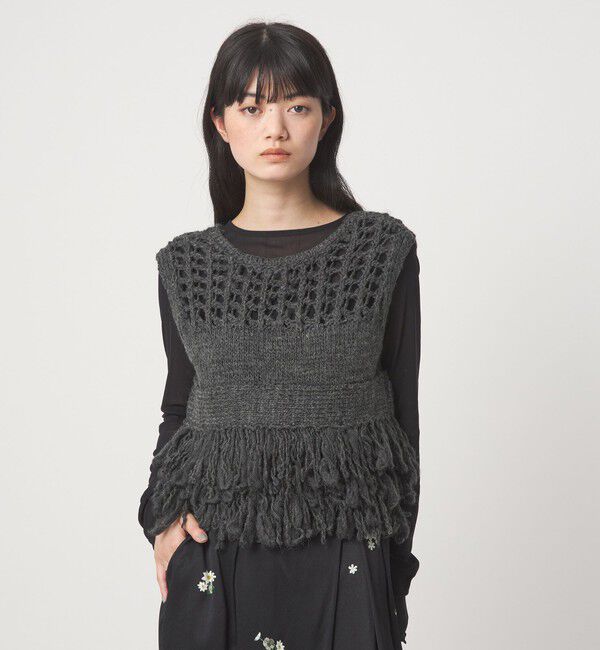 EMMEL REFINES「＜EMMEL REFINES＞EM フリンジ 2WAY ニットベスト」|ニット・セーター|
