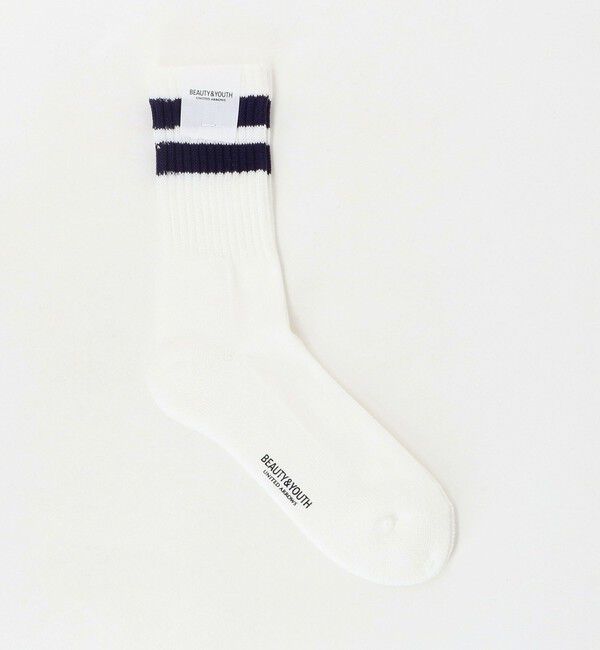 BEAUTY&YOUTH UNITED ARROWS「2ライン パイル クルー ソックス」|ソックス|OFF WHITE