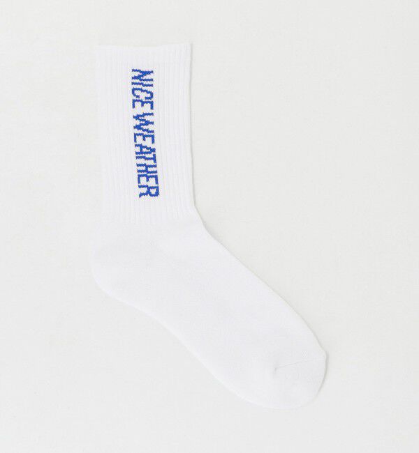 NICE WEATHER「＜NICE WEATHER＞シグネチャーカラー タテロゴ ソックス」|ソックス|WHITE