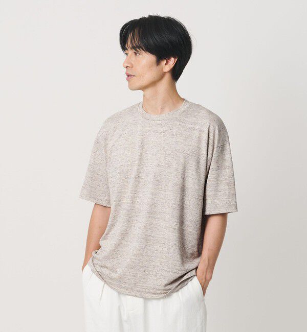BEAUTY&YOUTH UNITED ARROWS「リネン テクスチャード クルーネック Tシャツ」|Tシャツ・カットソー|BEIGE