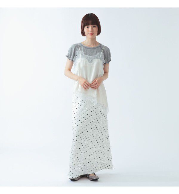 Ray BEAMS 「レース トリム サテン キャミソール」|シャツ・ブラウス|