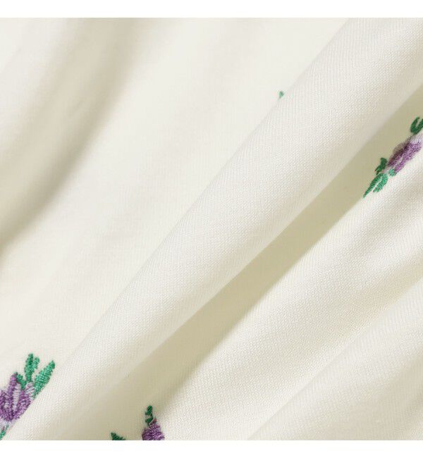 Ray BEAMS 「フラワー 刺繍 シャーリング Tシャツ / 26SS 花柄 洗える コンパクトTシャツ」|Tシャツ・カットソー|