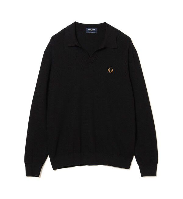 BEAMS「【別注】FRED PERRY / Skipper Knit Long Sleeve Polo Shirt」|Tシャツ・カットソー|BLACK