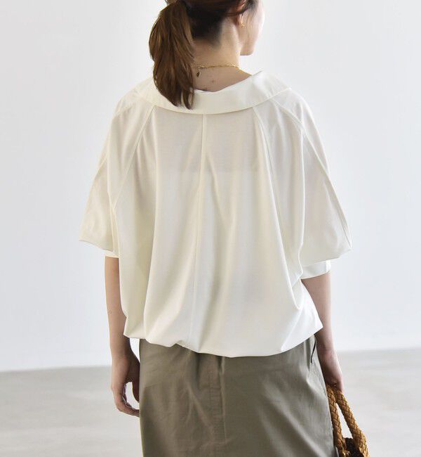 quaranciel「quaranciel:〈接触冷感/洗濯機可能〉シルク ミックス ポンチ ドロスト ポロ プルオーバー」|Tシャツ・カットソー|