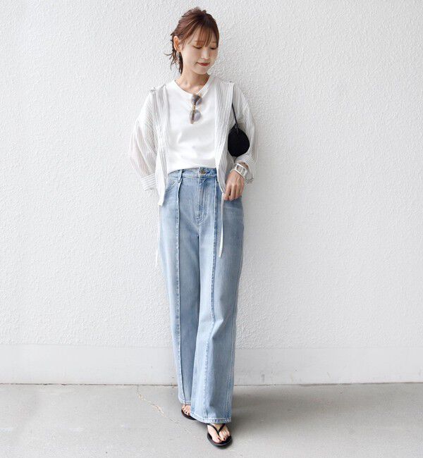 SHIPS for women「【WEB限定】〈手洗い可能〉シアー ストライプ フード 羽織り シャツ」|シャツ・ブラウス|