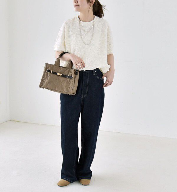 quaranciel「quaranciel:〈洗濯機可能〉カットジャカード ルーズ フレンチスリーブ プルオーバー」|Tシャツ・カットソー|