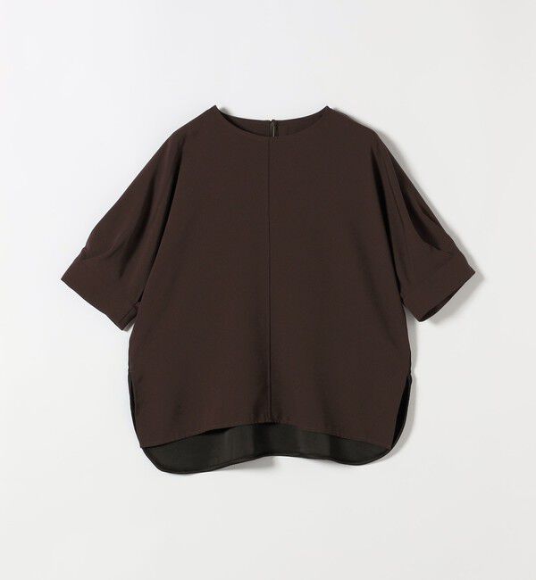 quaranciel「〈手洗い可能〉ストレッチ ジョーゼット ハーフスリーブ コンビ ブラウス」|シャツ・ブラウス|