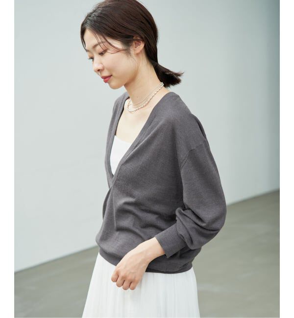IENA「《予約》ウォッシャブルウールシルク Vネックプルオーバー」|ニット・セーター|