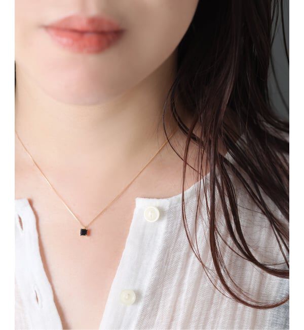 Lilas by Spick&Span「《予約》スクエアモチーフオニキスチェーンネックレス K10」|ネックレス|