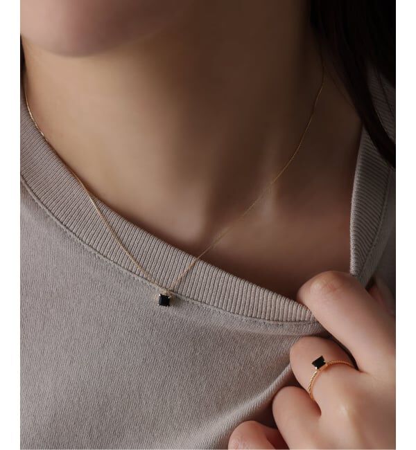 Lilas by Spick&Span「《予約》スクエアモチーフオニキスチェーンネックレス K10」|ネックレス|