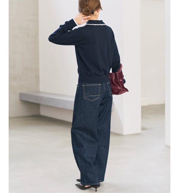 Spick and Span「《一部店舗+WEB限定予約》フリルレースポロシャツニットカーディガン」|ニット・セーター|