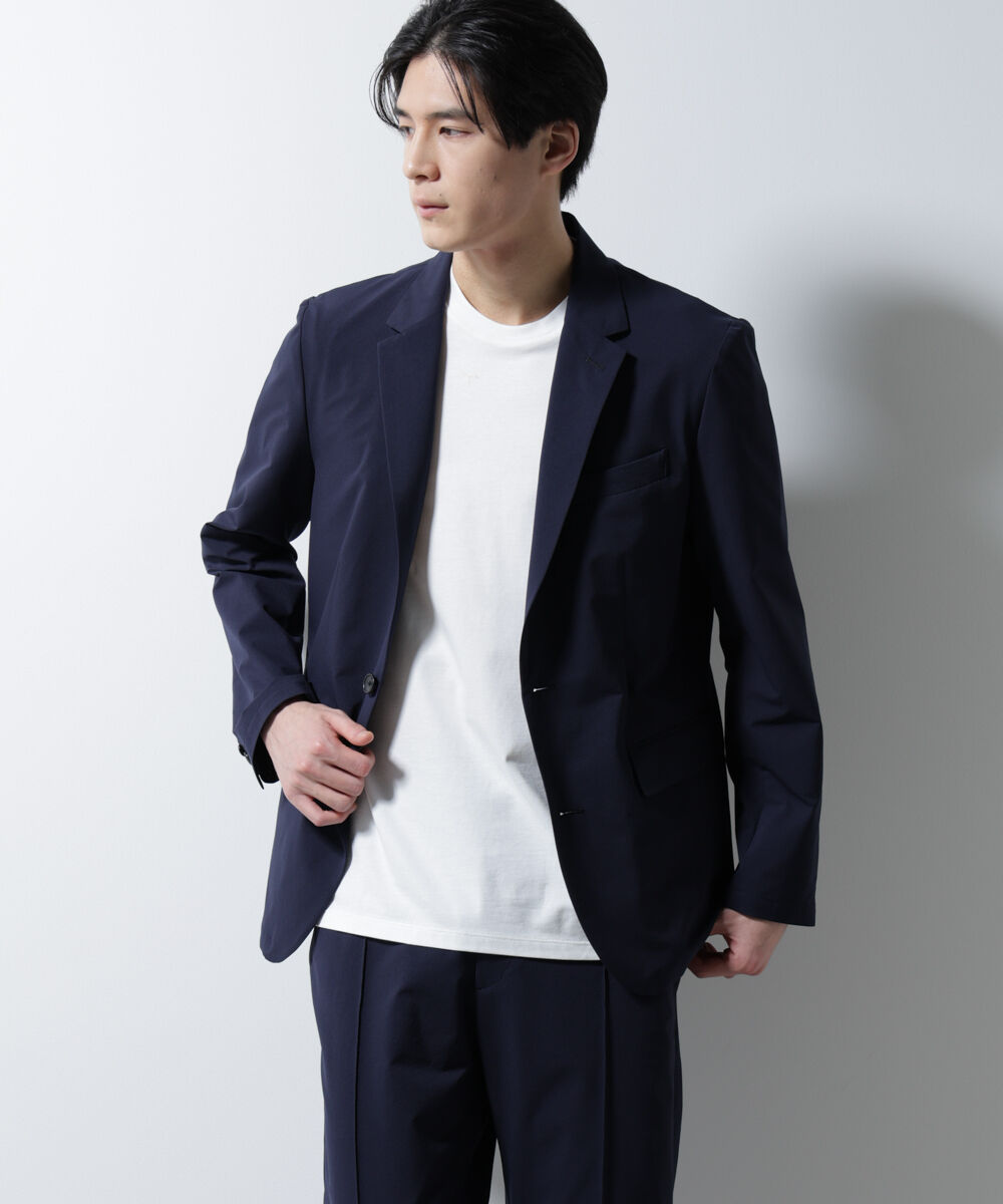 NANO universe「｢N JACKET BASIC｣ﾀﾞﾝﾄﾂｵﾁｰﾙ防汚ﾃｯｸｽﾄﾚｯﾁｼﾞｬｹｯﾄ(ｾ 」|スーツ|ネイビー