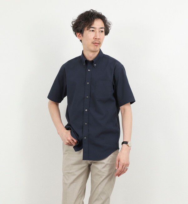NOLLEY'S goodman「《ビジカジ対応》COOLMAX シアサッカーテープBD SS 半袖ボタンダウンシャツ 26SS」|シャツ・ブラウス|