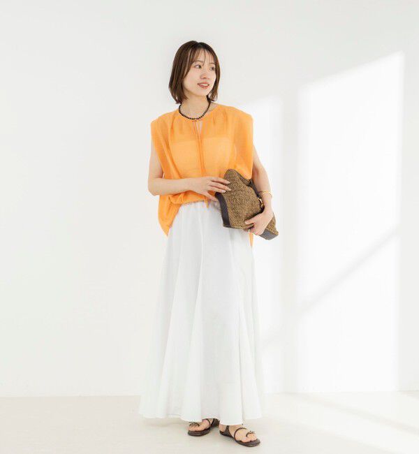 NOLLEY'S「【WEB限定】ウォッシャブルライトカールマイヤーノースリーブオーバーブラウス」|シャツ・ブラウス|