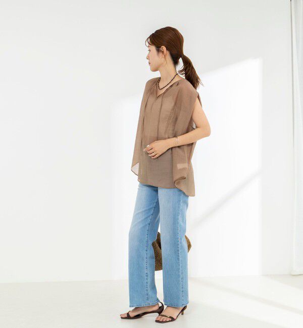 NOLLEY'S「【WEB限定】ウォッシャブルライトカールマイヤーノースリーブオーバーブラウス」|シャツ・ブラウス|