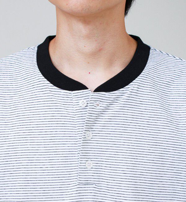 GLOSTER「【多機能】Functionボーダー ヘンリーネックロンT」|Tシャツ・カットソー|