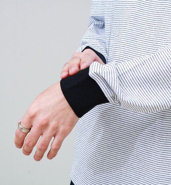 GLOSTER「【多機能】Functionボーダー ヘンリーネックロンT」|Tシャツ・カットソー|