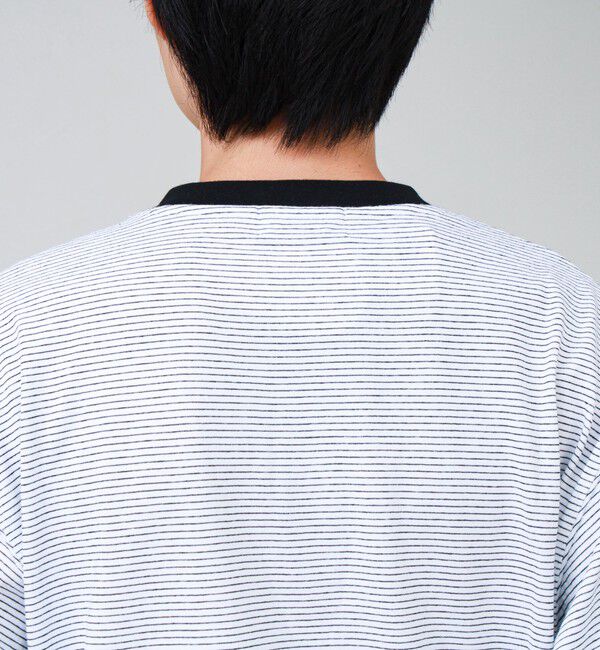 GLOSTER「【多機能】Functionボーダー ヘンリーネックロンT」|Tシャツ・カットソー|