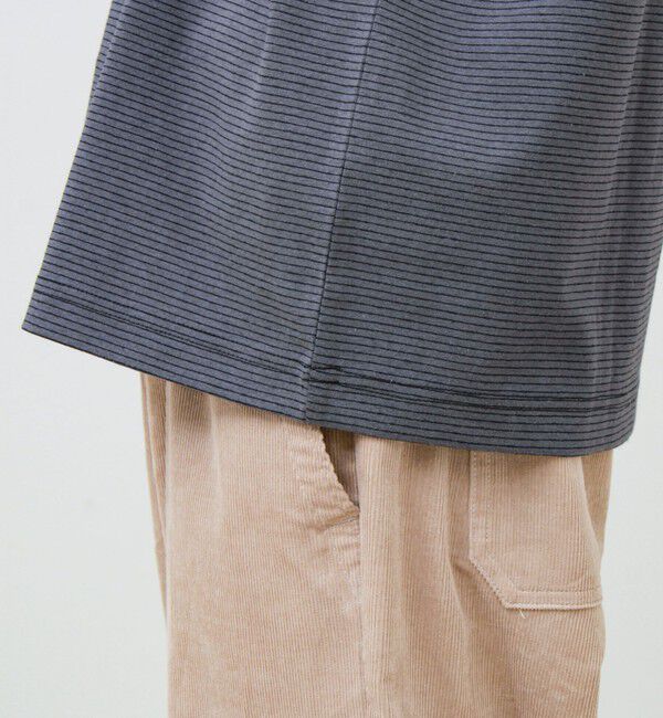 GLOSTER「【多機能】Functionボーダー ヘンリーネックロンT」|Tシャツ・カットソー|
