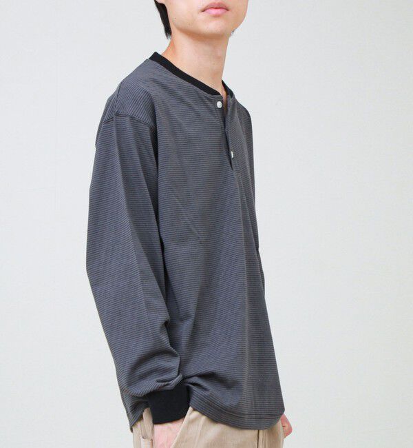 GLOSTER「【多機能】Functionボーダー ヘンリーネックロンT」|Tシャツ・カットソー|