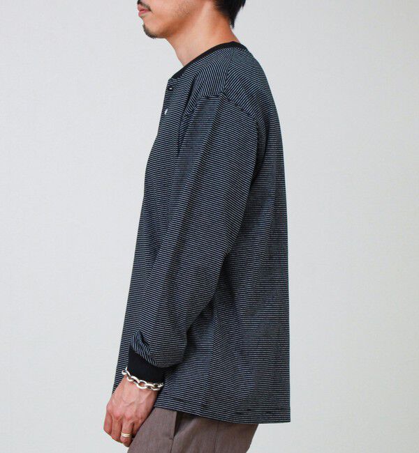 GLOSTER「【多機能】Functionボーダー ヘンリーネックロンT」|Tシャツ・カットソー|