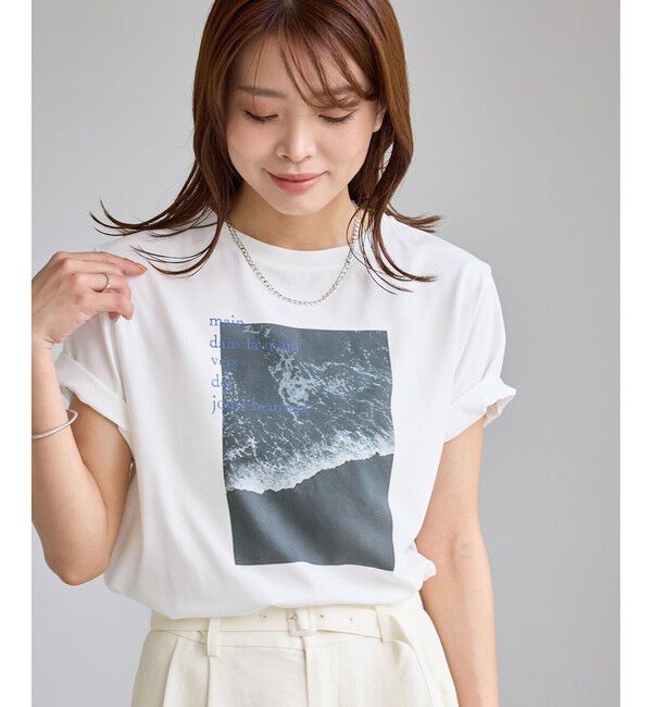 Rope&rsquo;Picnic「RENUロゴ＆フォトアソートプリントTシャツ/UVカット・接触冷感・イージーケア」|Tシャツ・カットソー|