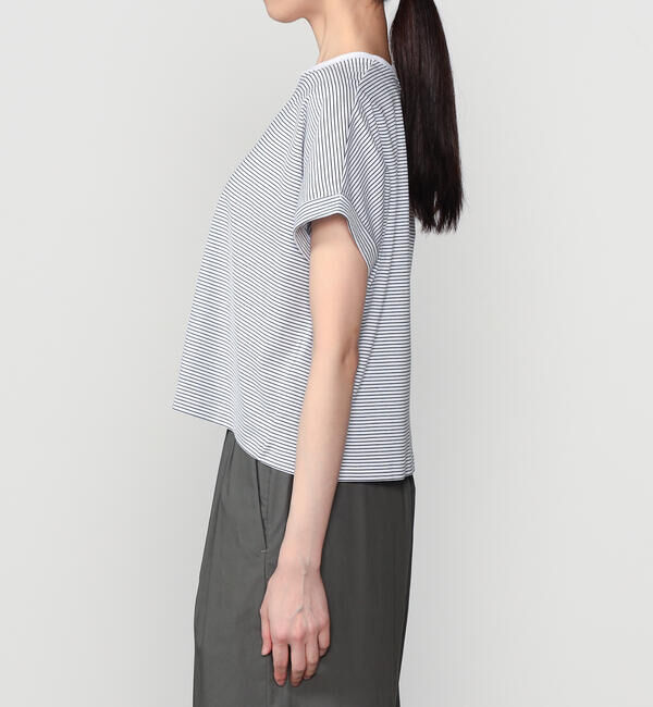 handvaerk「handvaerk | 60/2 クルーネック ワイドTシャツ STRIPE WOMEN」|Tシャツ・カットソー|