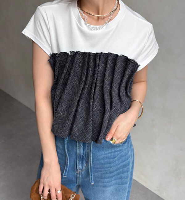  「【WEB限定】ビスチェ切替TEE」|Tシャツ・カットソー|ネイビー