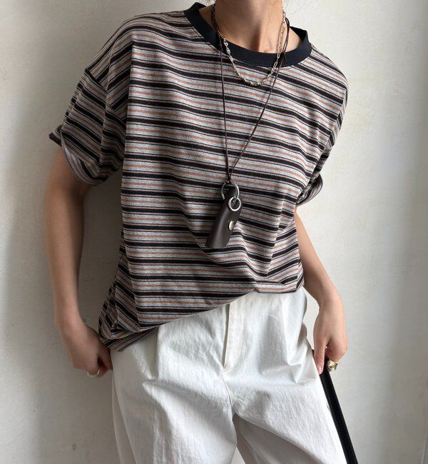 「マルチボーダーTEE」|Tシャツ・カットソー|グレー