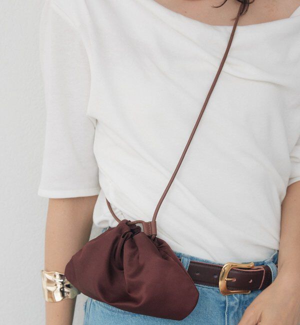  「gather mini bag」|クラッチバッグ|ボルドー